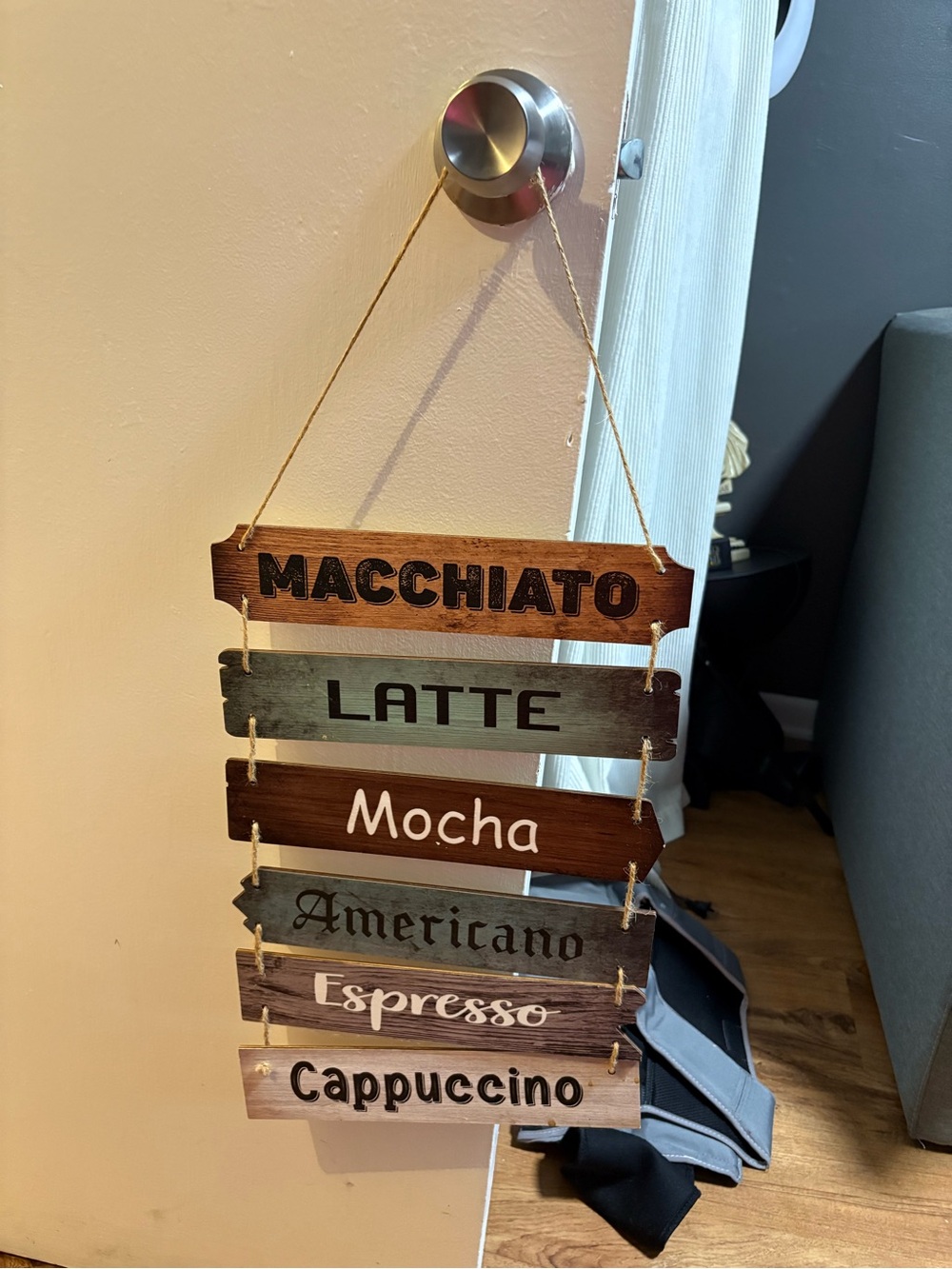 Rustic Coffee Menu Hanging Sign - Brown/Tan